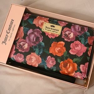 Juicy Couture Black Romantic Rose Mega Zip Around